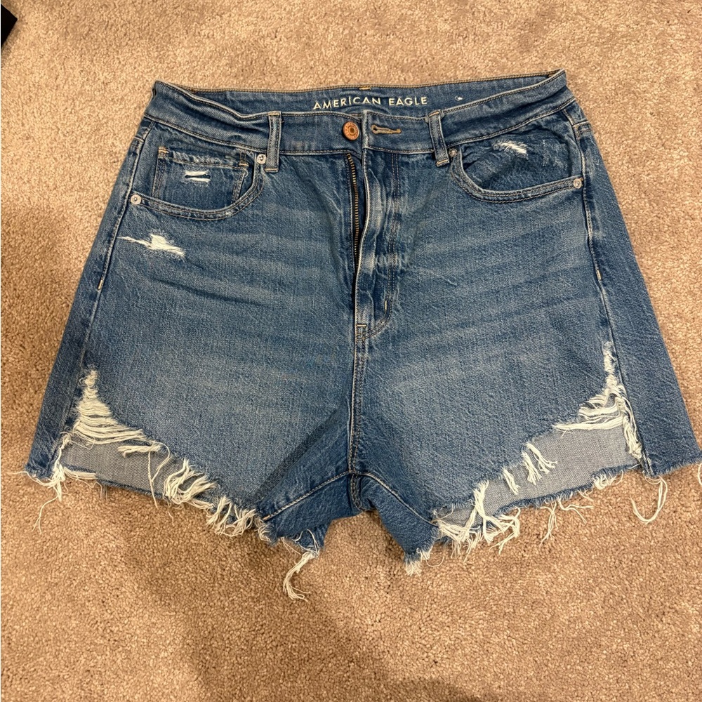 American Eagle Outfitters Women's Ripped Blue Jean Shorts